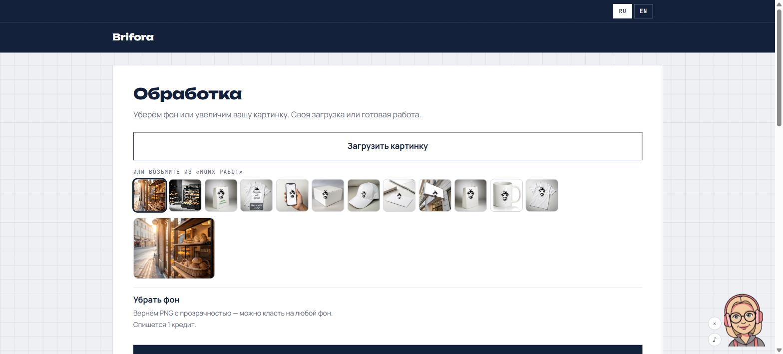 Choosing the picture in “Processing”